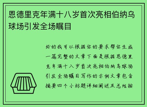恩德里克年满十八岁首次亮相伯纳乌球场引发全场瞩目